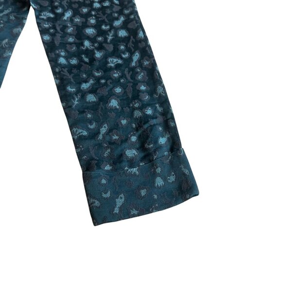 Tsumori Chiatso Cropped Length Slacks Pants Teal Print Trousers Size 10 Women's - Picture 6 of 11